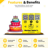 Cake Cutout Shaped Smart NFC 3-in-1 Table Top Standee - Only Print Edition ( Yellow Colour )