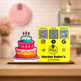 Cake Cutout Shaped Smart NFC 3-in-1 Table Top Standee - Only Print Edition ( Yellow Colour )