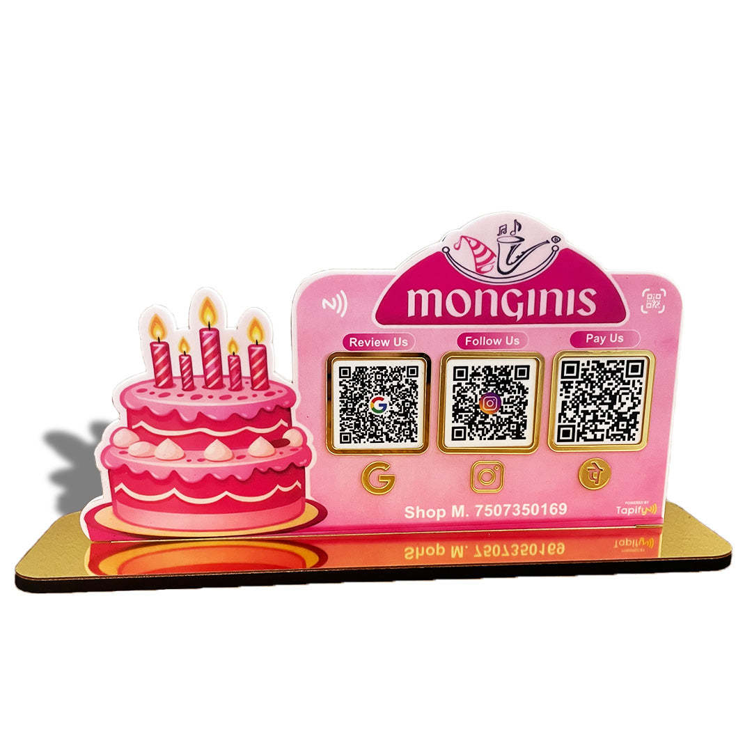 Cake Cutout Shaped Smart NFC 3-in-1 Table Top Standee