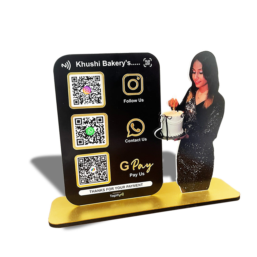 Your Custom Cutout Smart NFC 3QR Standee - For Bakery