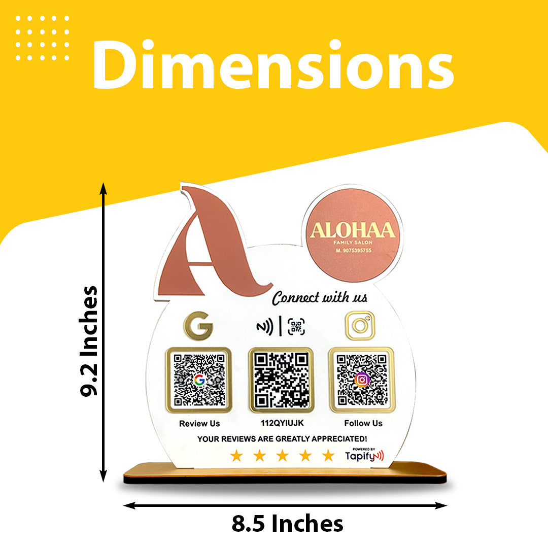 Logo Cutout Edition Shape - Smart NFC 3-in-1 Table Top Standee For - Family Salon (Big Logo)