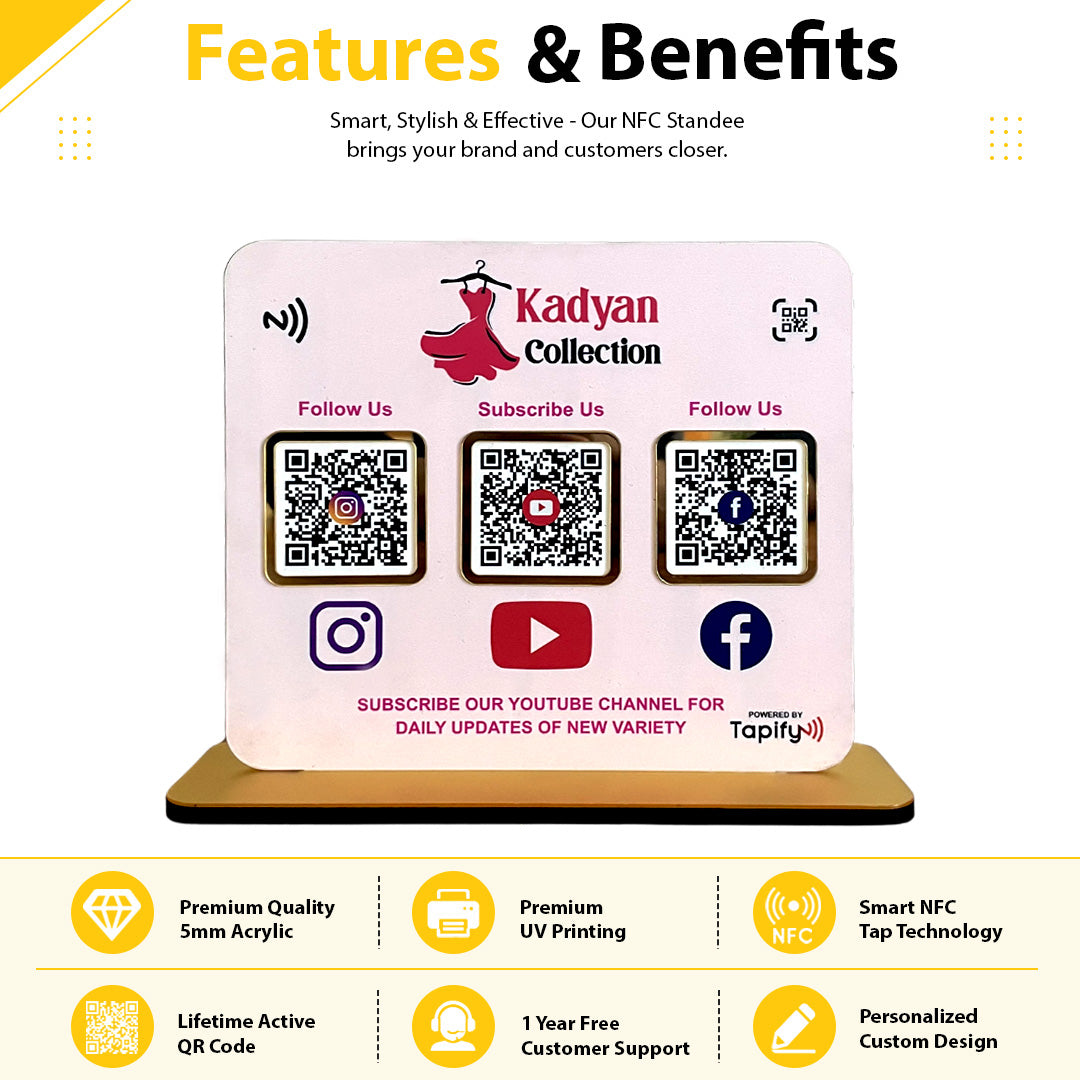 Smart NFC 3-in-1 Table Top Standee - Icon Edition - Pink Colour