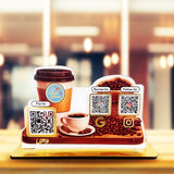 Coffee Cup & Bean Shaped - Smart NFC 3-in-1 Tabletop Standee
