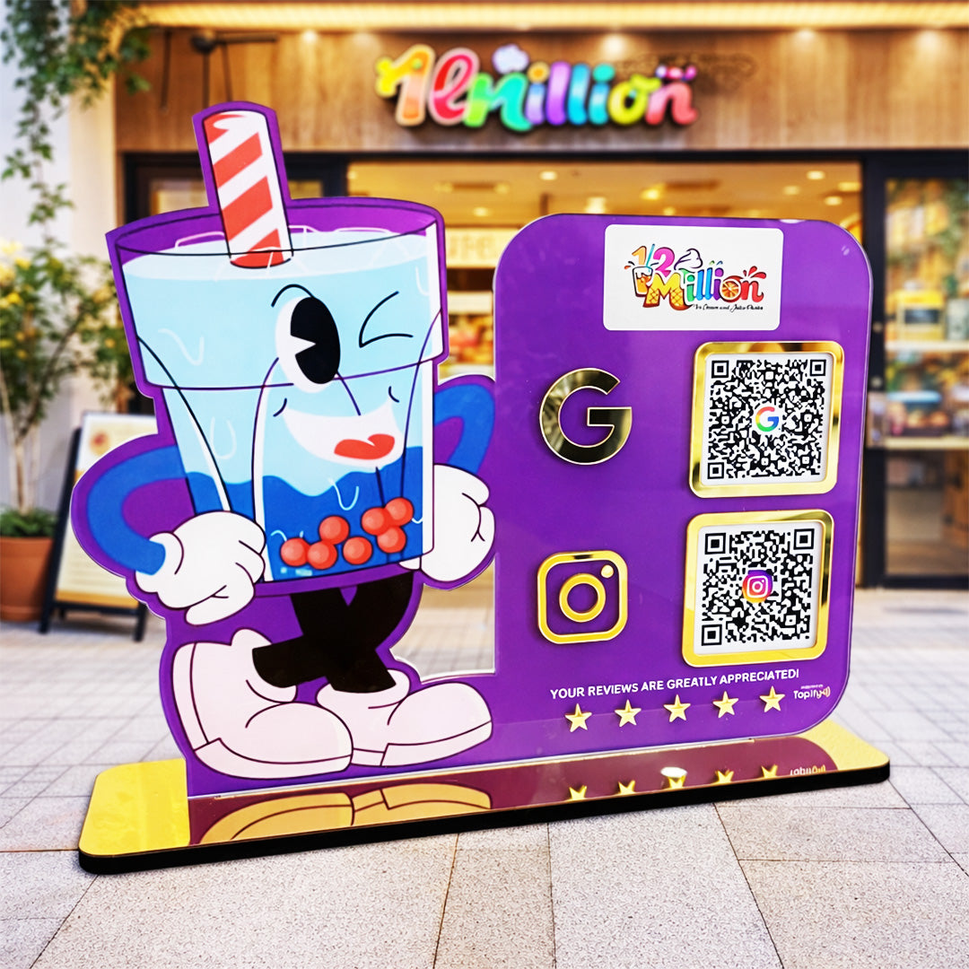 Glass Cutout Edition - Smart NFC 2QR Standee