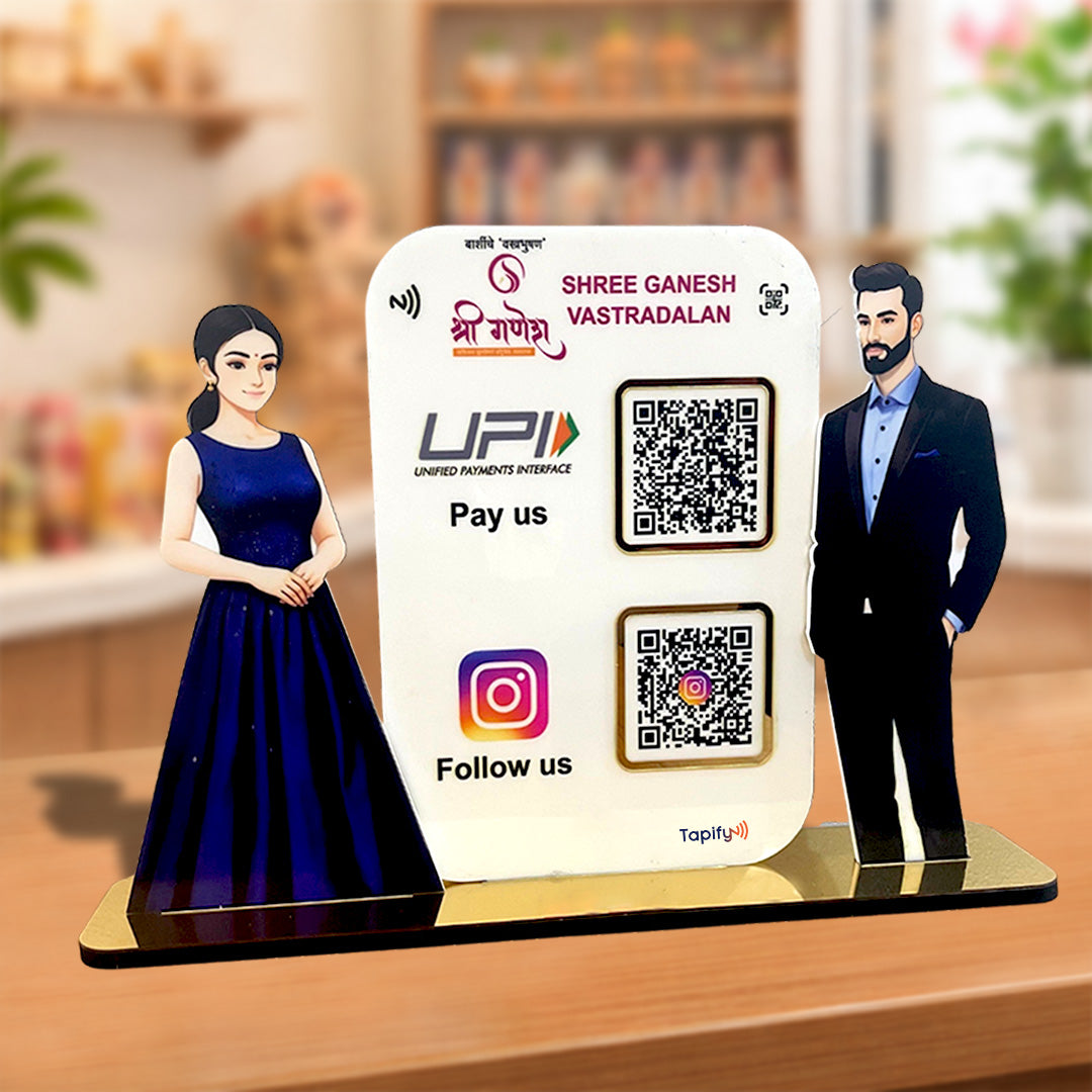 Girl & Man Cutout Smart NFC 2 in 1 Standee - For Garment Shop
