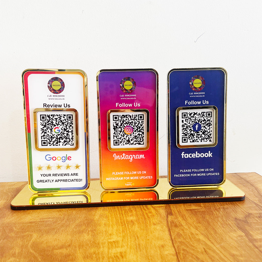 New Premium |Social Media Theme Edition | 3 in 1 Smart NFC Standee  For- GR, FB, IG