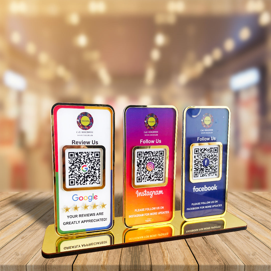 New Premium |Social Media Theme Edition | 3 in 1 Smart NFC Standee  For- GR, FB, IG