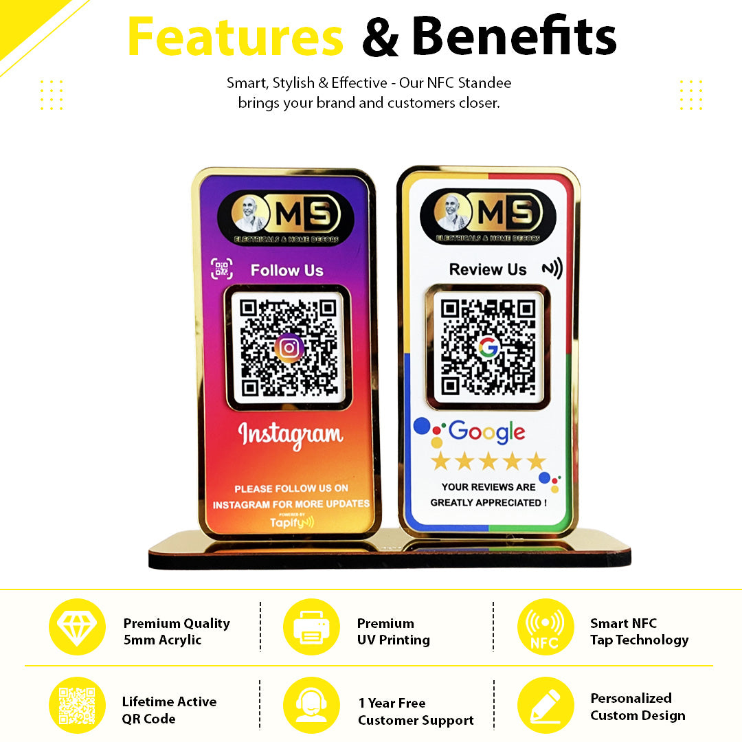 New Premium |Social Media Theme Edition | 2 in 1 Smart NFC Standee  For -  Instagram and Google