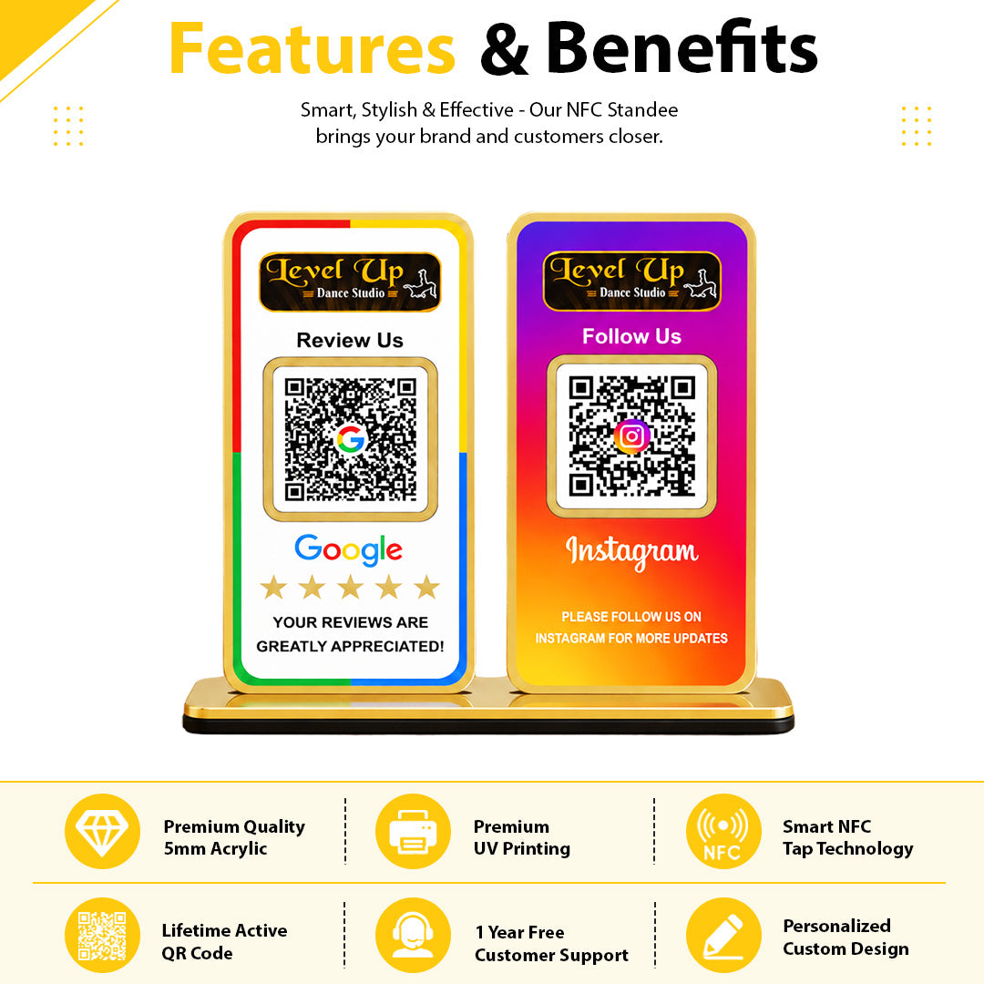 New Premium |Social Media Theme Edition | 2 in 1 Smart NFC Standee  For -  Google and Instagram
