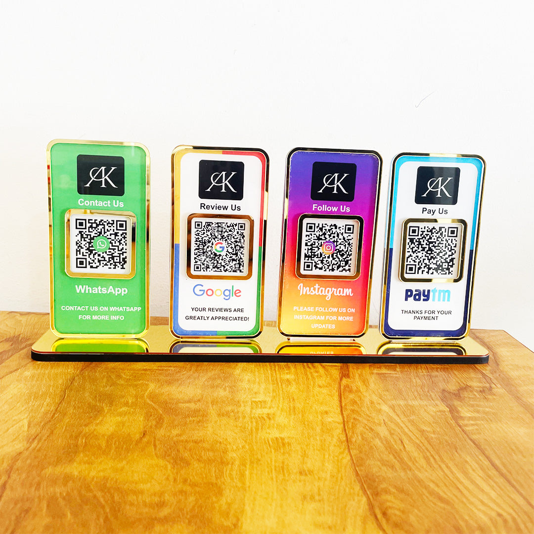 New Premium |Social Media Theme Edition | 4 in 1 Smart NFC Standee  For- Whatsapp, Google, Instagram & Paytm