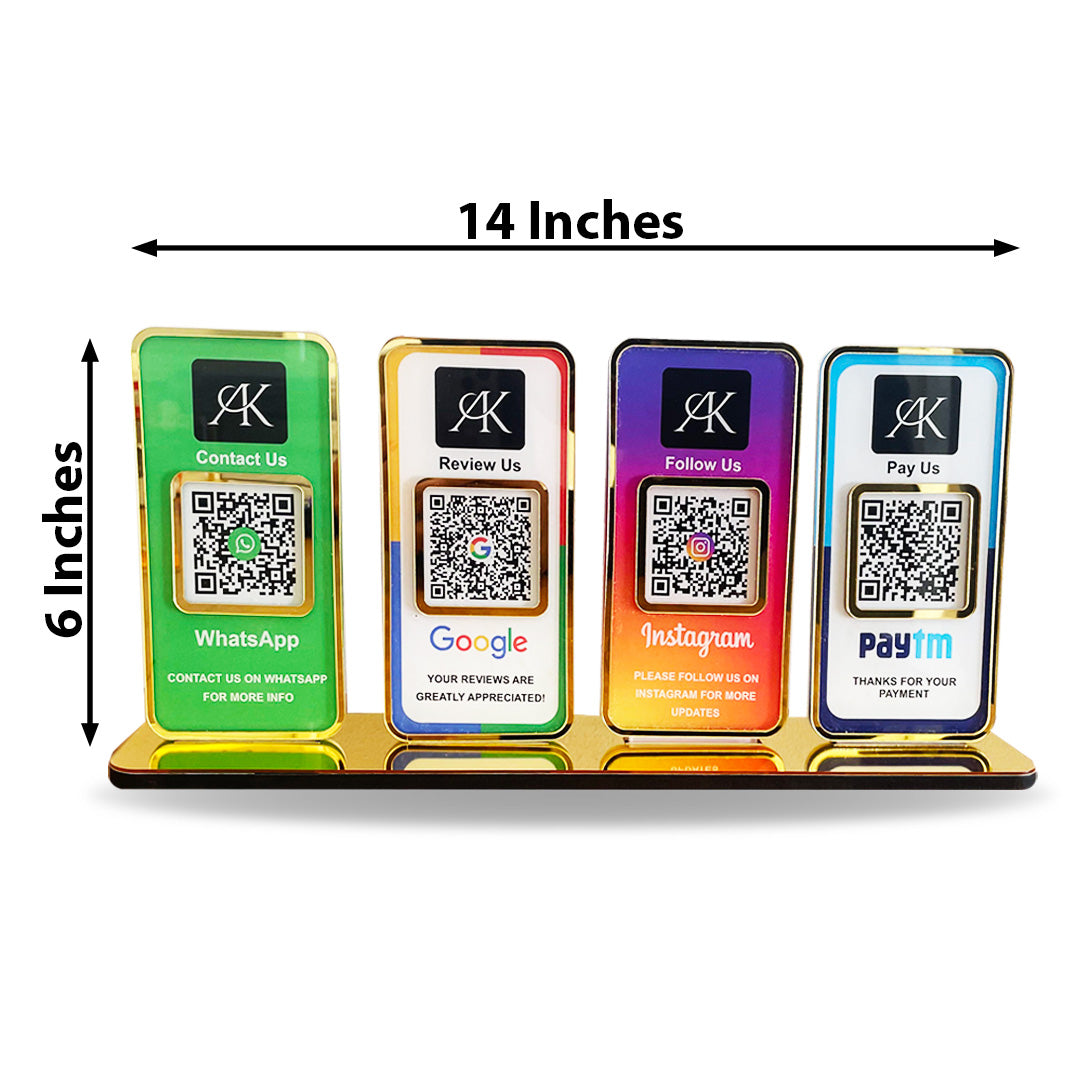 New Premium |Social Media Theme Edition | 4 in 1 Smart NFC Standee  For- Whatsapp, Google, Instagram & Paytm