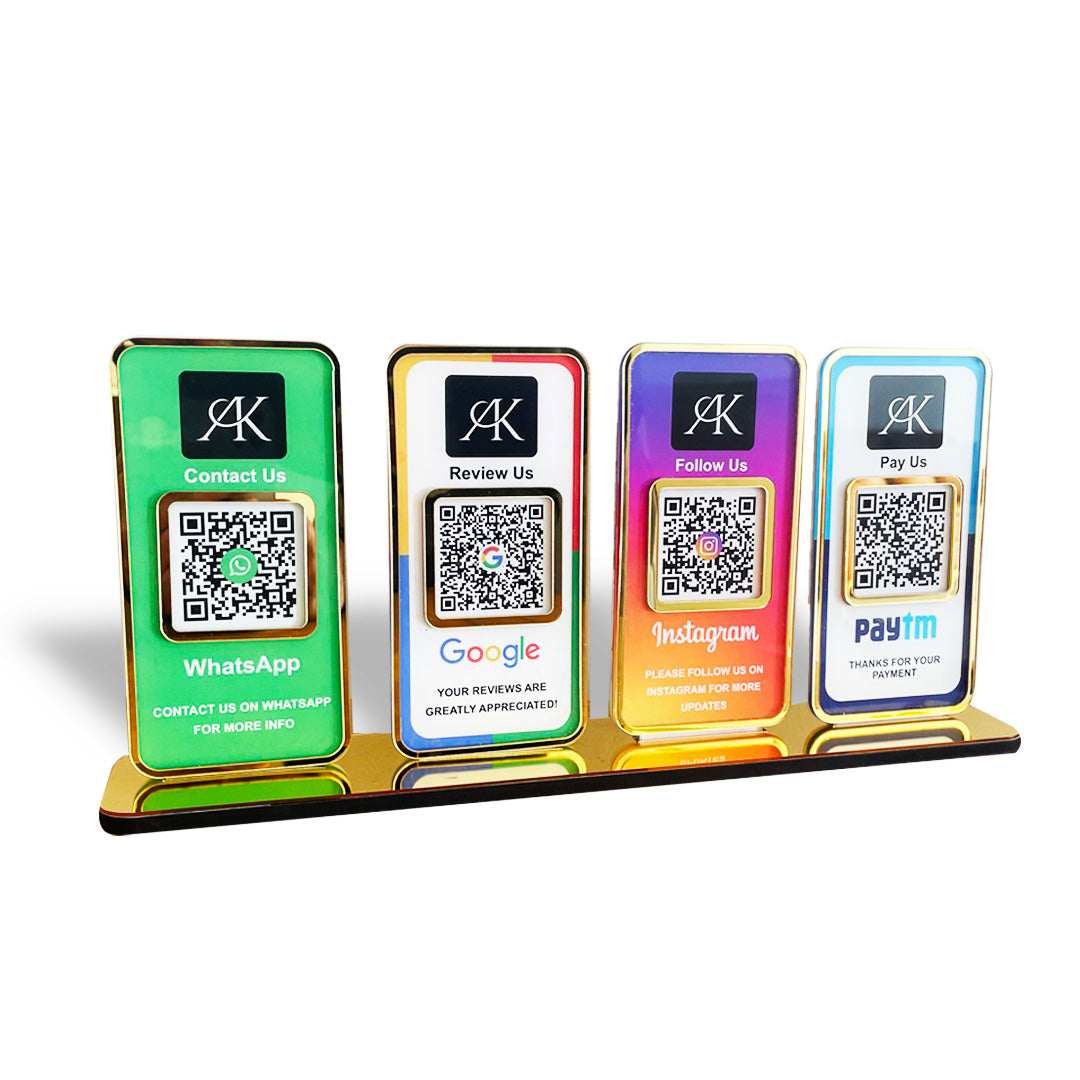 New Premium |Social Media Theme Edition | 4 in 1 Smart NFC Standee  For- Whatsapp, Google, Instagram & Paytm