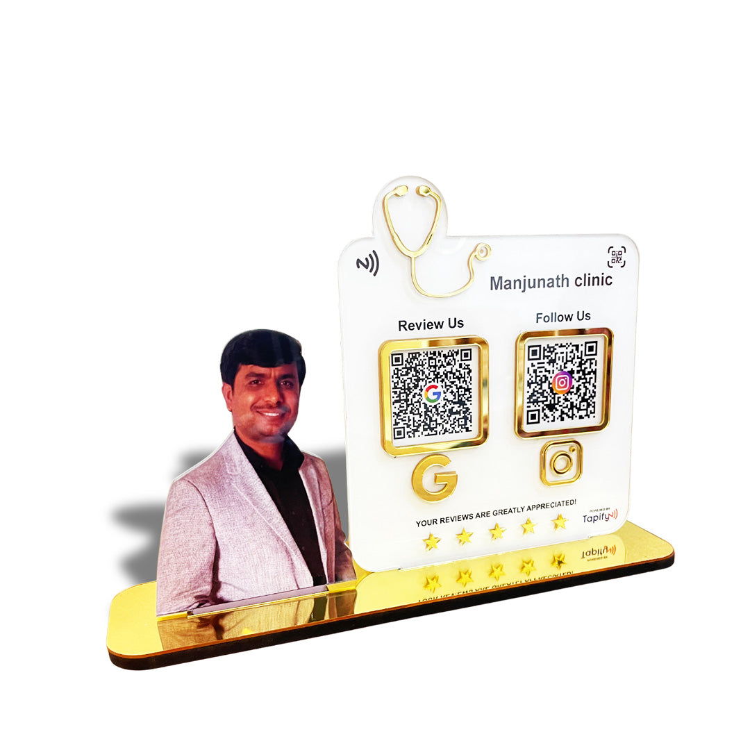 Doctor Cutout Shape - Smart NFC - 2 QR  Table Top Standee