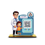 Doctor & Kid Cutout Shape - Smart NFC 1QR Standee Google Theme - Blue Colour