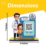 Doctor & Kid Cutout Shape - Smart NFC 1QR Standee Google Theme - Blue Colour