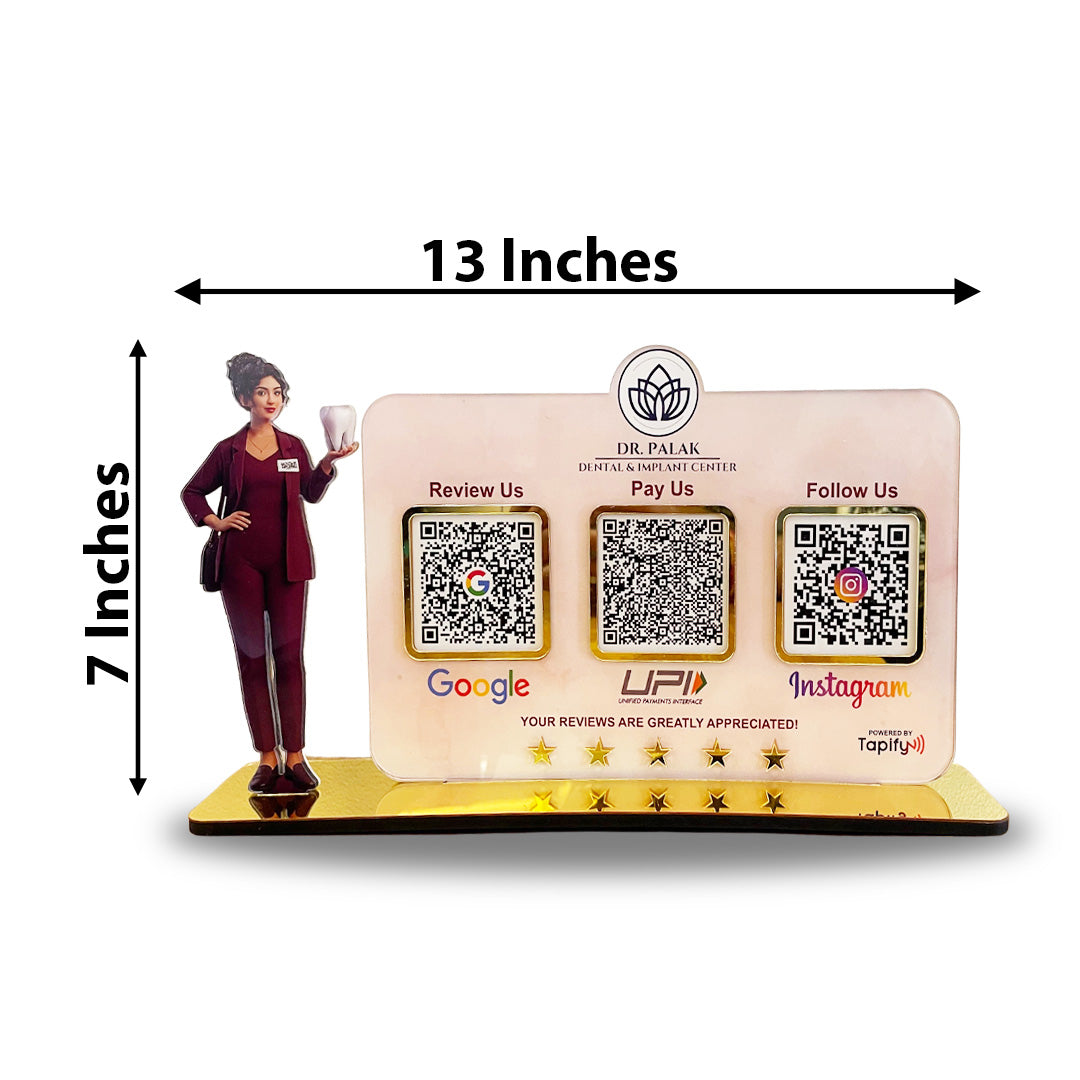 Dentist Cutout Theme - Smart NFC 3-in-1  Table top Standee - For Pediatric and Dental Clinics