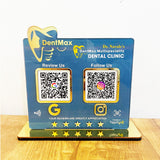 Teeth Shape Logo Cutout - Smart NFC 2-in-1 Tabletop Standee - For Dentist - Blue Theme