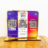 Premium Smart NFC 3QR Table Top Standee | Social Media Theme Edition - For-Google Review, Instagram Follow, Phone Pay