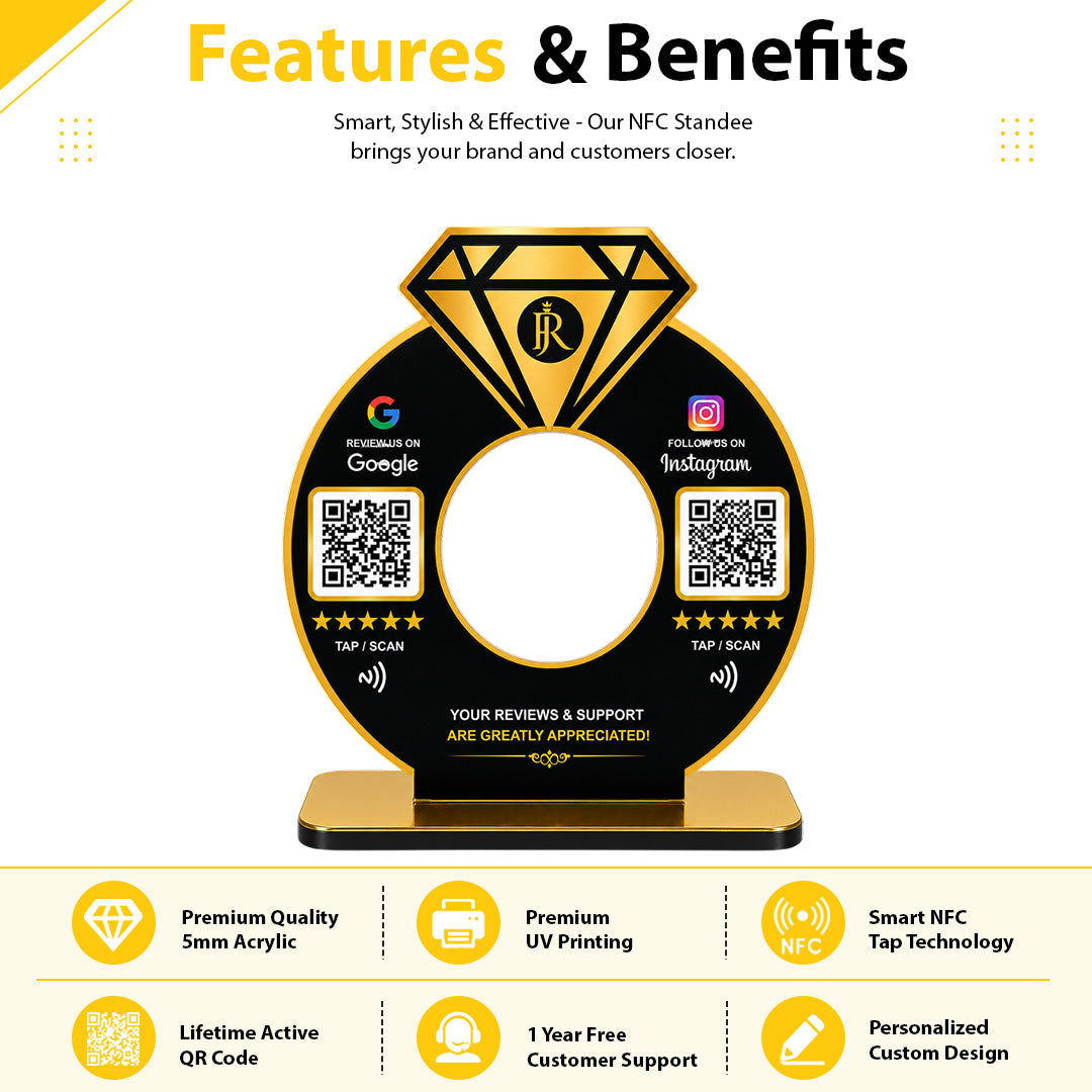 Diamond Ring Shaped - Smart NFC 2-in-1 Tabletop Standee