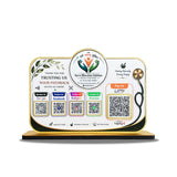 Logo Cutout Smart NFC 5 QR Table Top Standee | Social Media Theme Edition With (Big UPI) For - Healthcare