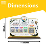 Logo Cutout Smart NFC 5 QR Table Top Standee | Social Media Theme Edition With (Big UPI) For - Healthcare
