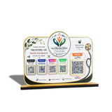 Logo Cutout Smart NFC 5 QR Table Top Standee | Social Media Theme Edition With (Big UPI) For - Healthcare