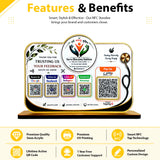 Logo Cutout Smart NFC 5 QR Table Top Standee | Social Media Theme Edition With (Big UPI) For - Healthcare