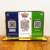 Premium Smart NFC 3QR Table Top Standee | Social Media Theme Edition- Facebook, UPI Payment, Whatsapp
