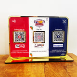 Premium Smart NFC 3QR Table Top Standee | Social Media Theme Edition-Youtube, UPI Payment, Facebook