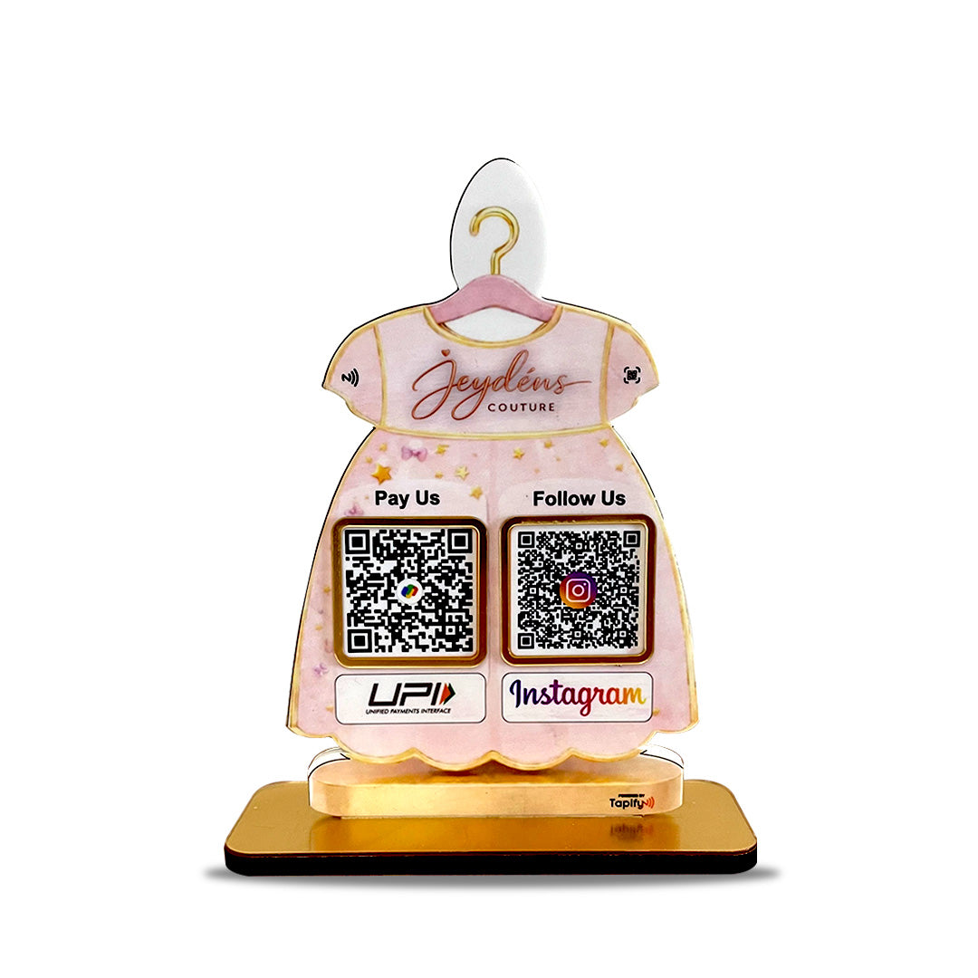 Frock Shape NFC 2-in-1 Tabletop Standee – For Kidswear
