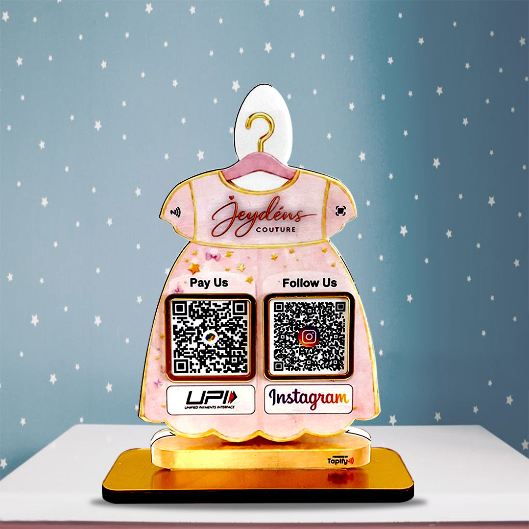 Frock Shape NFC 2-in-1 Tabletop Standee – For Kidswear