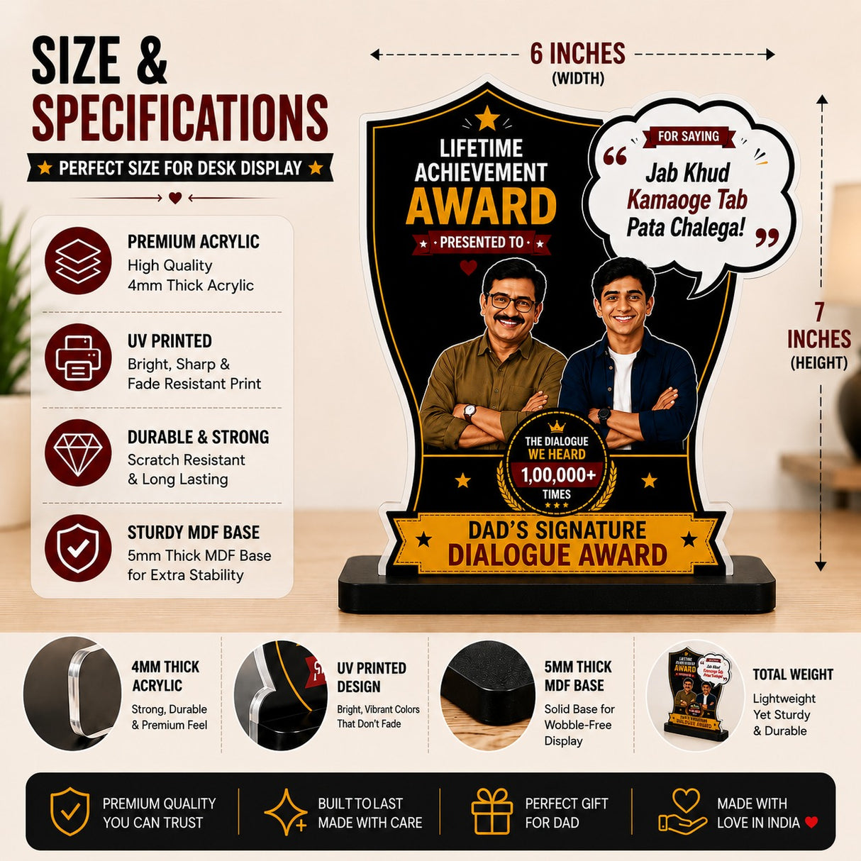 Personalized Dad Dialogue Award – Custom Photo Gift for Father
