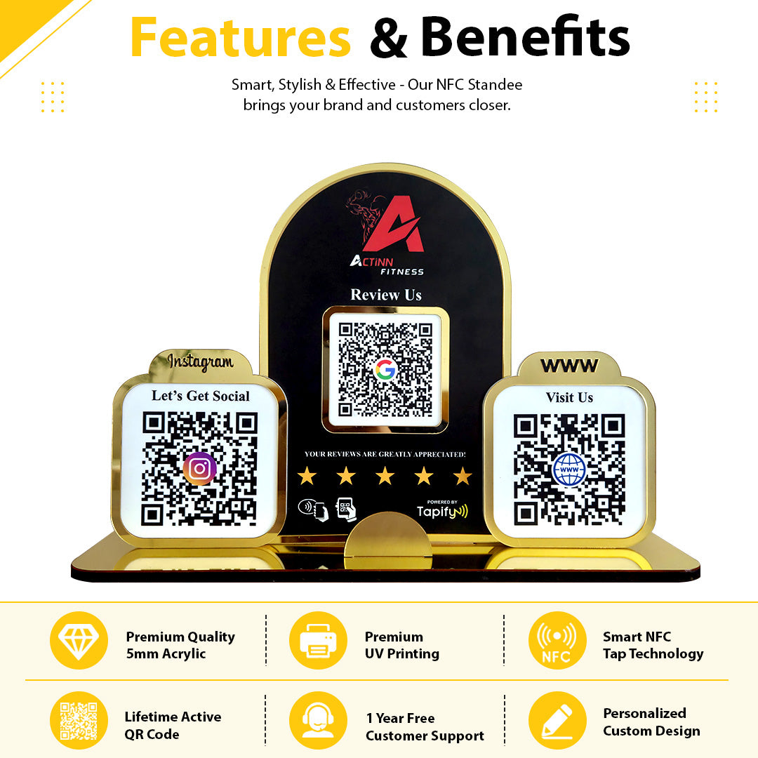 Premium Arch Shaped Smart NFC 3-in-1 Table Top Standee