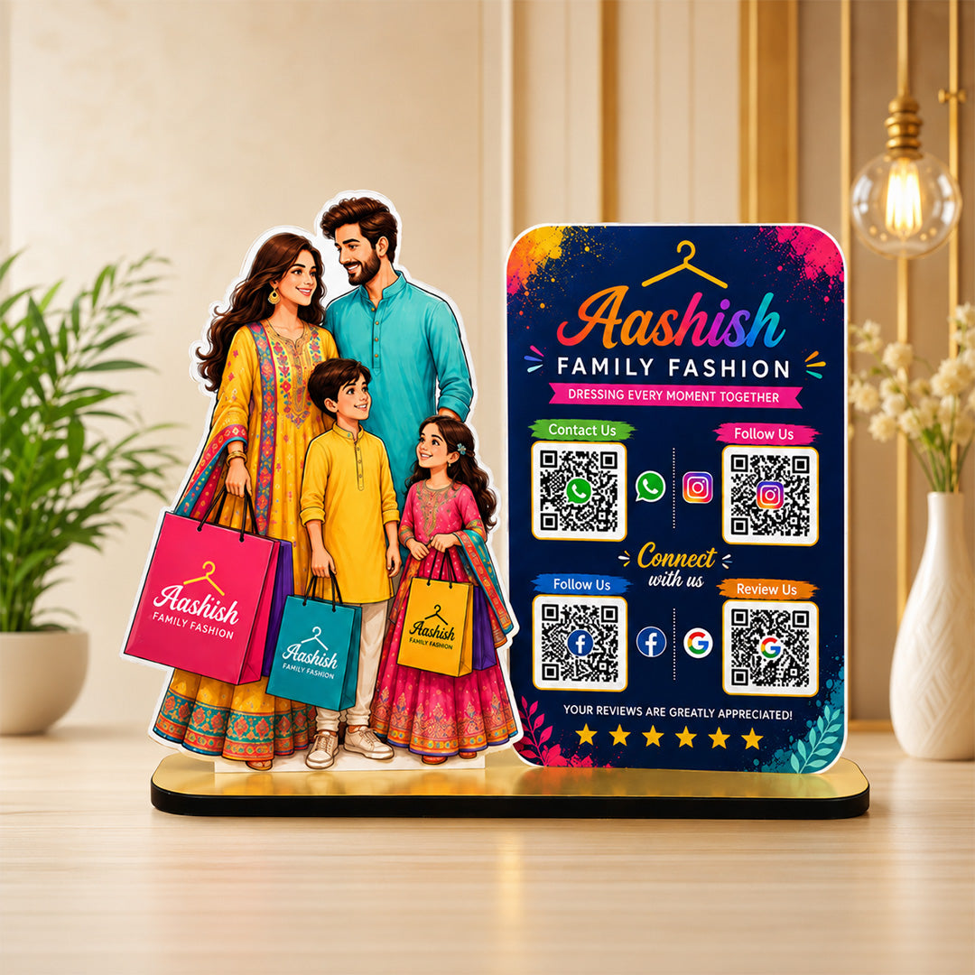 Parents & Kids Cutout Smart NFC - Premium  4 QR Tabletop Standee