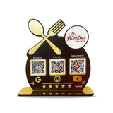 Spoon Cutout Smart NFC 3-in-1 Tabletop Standee For Restaurants - Logo Cutout - Black Colour