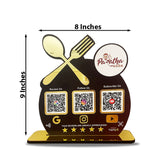 Spoon Cutout Smart NFC 3-in-1 Tabletop Standee For Restaurants - Logo Cutout - Black Colour