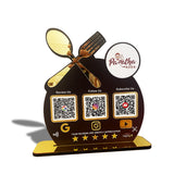 Spoon Cutout Smart NFC 3-in-1 Tabletop Standee For Restaurants - Logo Cutout - Black Colour