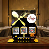 Spoon Cutout Smart NFC 3-in-1 Tabletop Standee For Restaurants - Logo Cutout - Black Colour