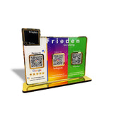 Logo Cutout Premium Smart NFC 3QR Table Top Standee | Social Media Theme Edition-II