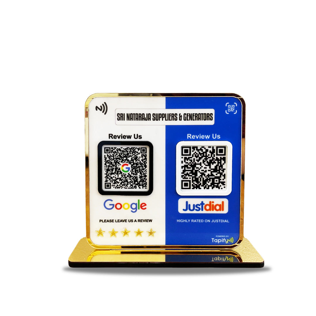 Smart NFC 2-in-1 Premium Standee – Google & Justdial Theme