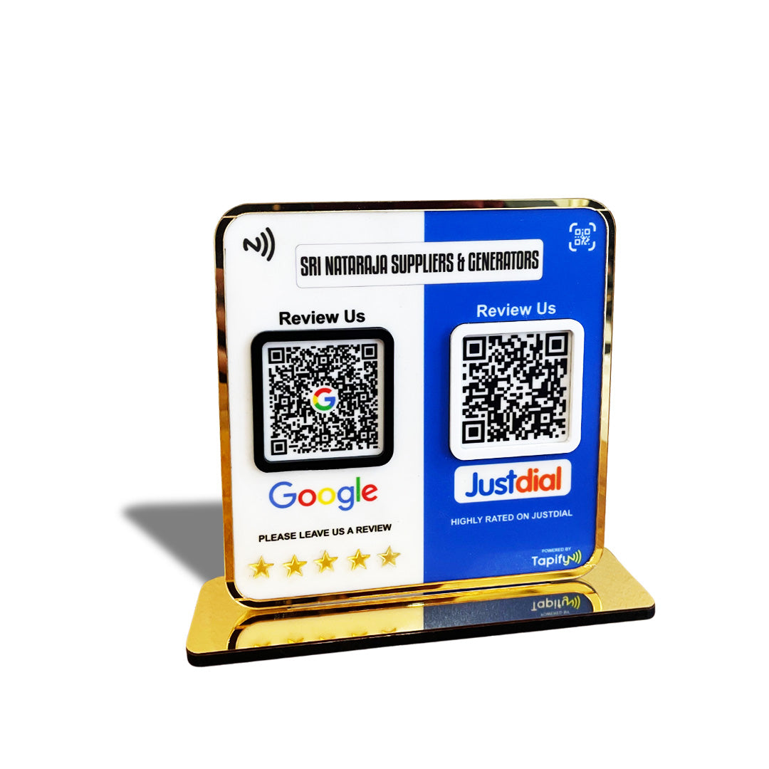 Smart NFC 2-in-1 Premium Standee – Google & Justdial Theme