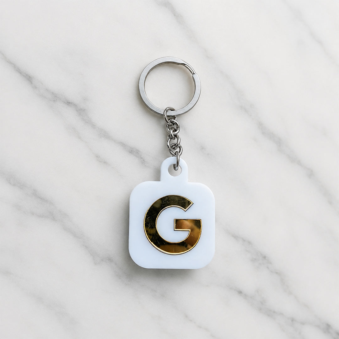 Smart NFC Google Review Keyring - without QR Code - White Colour (Fixed Design, Your Link Added ) - Acrylic Logo