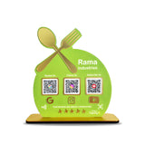 Spoon Cutout Smart NFC 3-in-1 Tabletop Standee For Restaurants - Green Colour