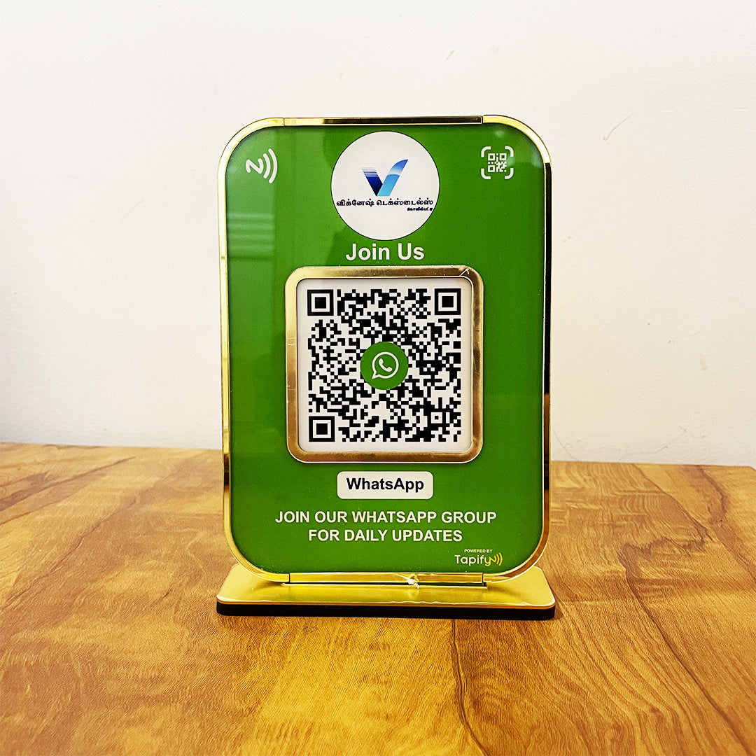 Premium  Big Size Smart NFC 1 QR Table Top Standee | Green Colour
