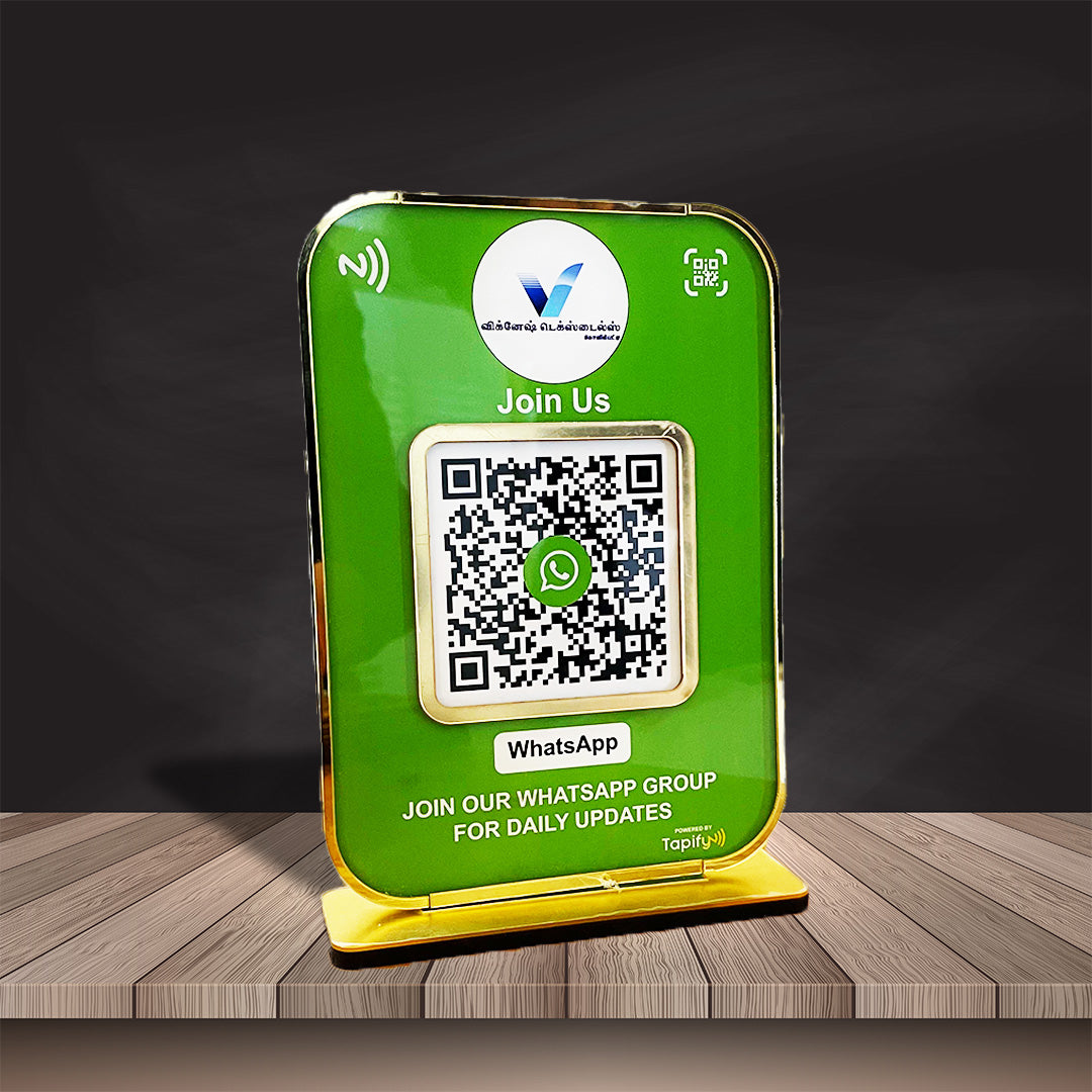 Premium  Big Size Smart NFC 1 QR Table Top Standee | Green Colour