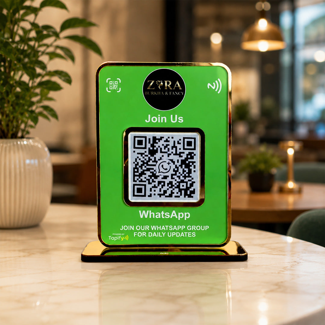 Premium  Big Size Smart NFC 1 QR Table Top Standee | Green Colour
