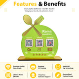 Spoon Cutout Smart NFC 3-in-1 Tabletop Standee For Restaurants - Green Colour