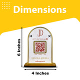 Round Top Rectangle Shaped - Smart NFC 1 QR Tabletop Standee - White Colour