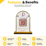 Round Top Rectangle Shaped - Smart NFC 1 QR Tabletop Standee - White Colour