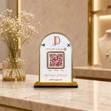 Round Top Rectangle Shaped - Smart NFC 1 QR Tabletop Standee - White Colour